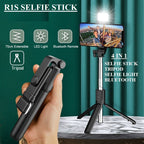 4-in-1 Wireless Selfie Stick Tripod Stand – Extendable Vlog Rod with Dual Fill Lights