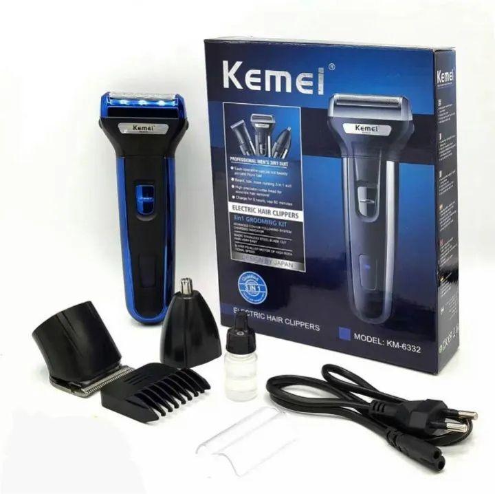 Kemei KM-6332 3-in-1 Rechargeable Electric Shaver & Men's Grooming Kit