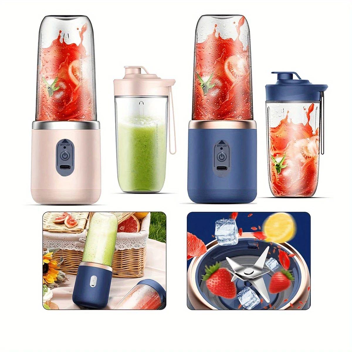 Hexa-Blade Rechargeable Portable Juicer Blender – 400ml Personal Smoothie Maker Cup
