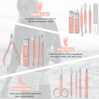 Professional 16-in-1 Stainless Steel Manicure & Pedicure Grooming Set with Travel Case