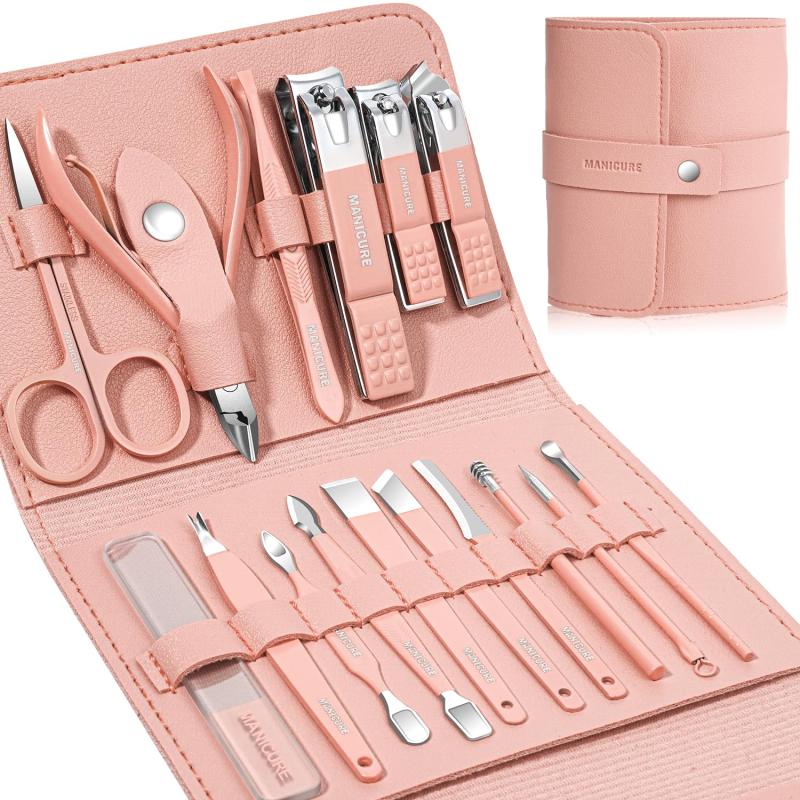 Professional 16-in-1 Stainless Steel Manicure & Pedicure Grooming Set with Travel Case