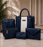 5-Piece Elegant Faux Leather Handbag Set – Premium Tote, Crossbody, Shoulder Bag & Clutch Kit