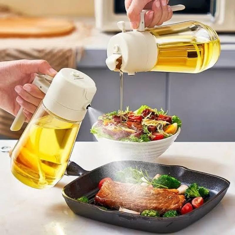 2-in-1 Glass Oil Sprayer & Pouring Dispenser – Leakproof Cooking Bottle for Air Fryer
