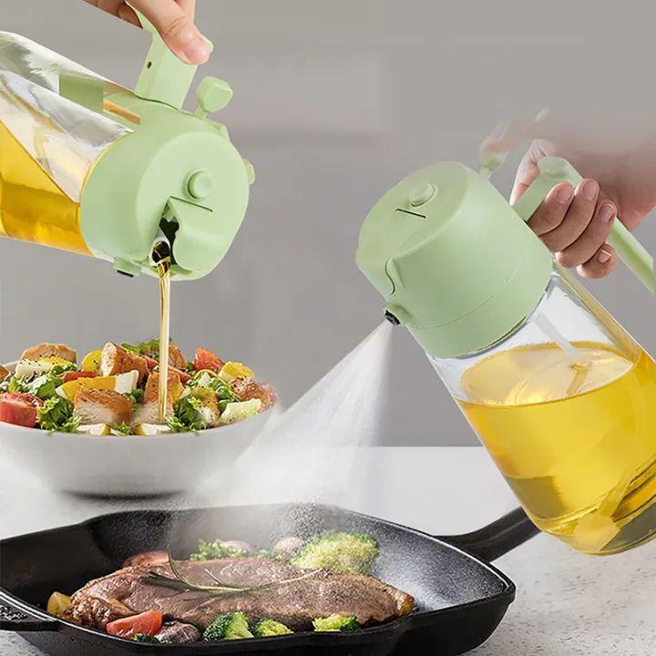 2-in-1 Glass Oil Sprayer & Pouring Dispenser – Leakproof Cooking Bottle for Air Fryer