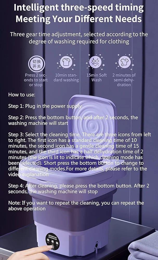 Home.Co- Foldable Mini Washing Machine - With Spin Dryer