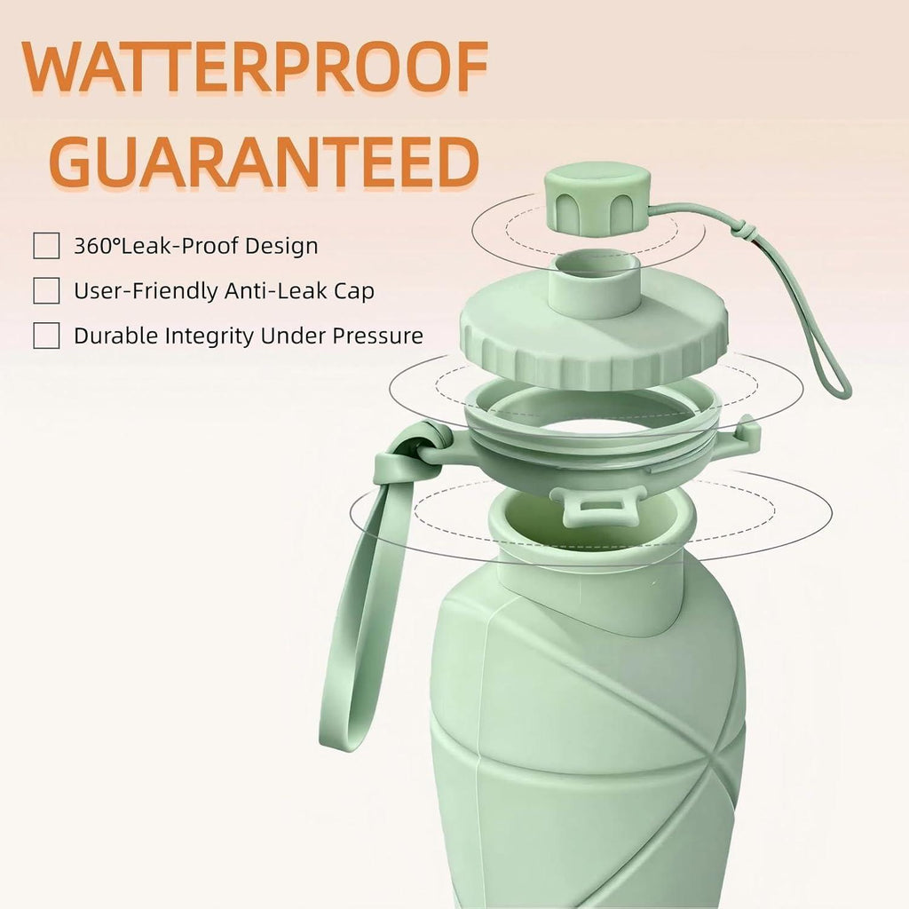 Collapsible Silicone Foldable Sports Water Bottle – 600ml Leakproof Outdoor Travel Bottle