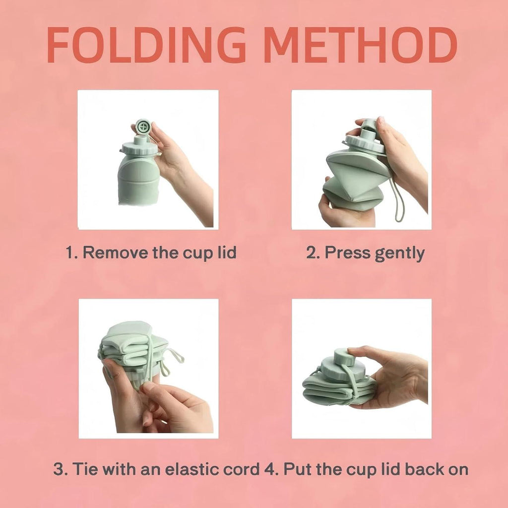 Collapsible Silicone Foldable Sports Water Bottle – 600ml Leakproof Outdoor Travel Bottle