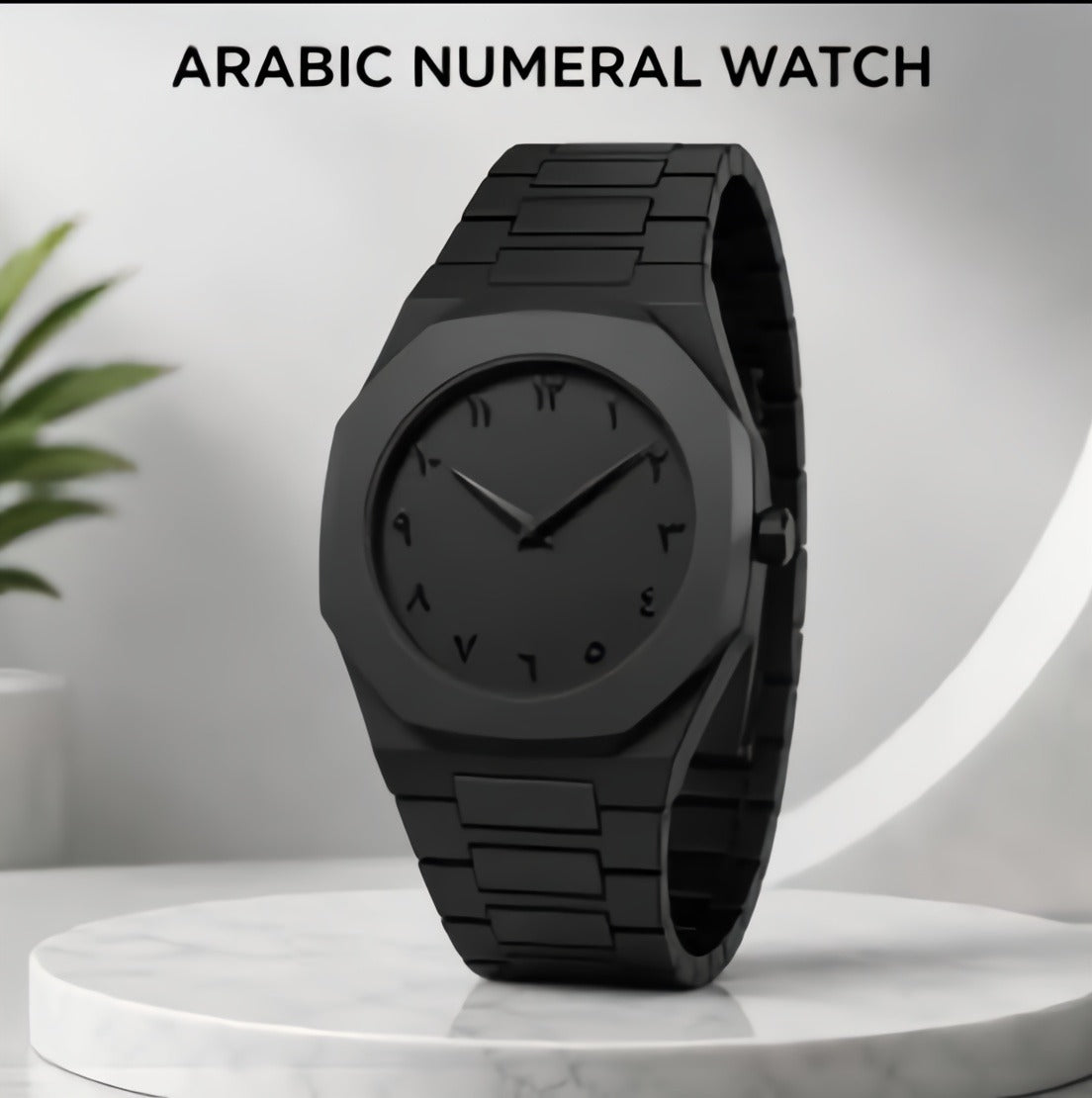 Black Arabic Aura Wrist Watch – Lightweight Fiber Plastic Trendy Timepiece