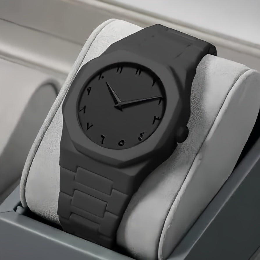 Black Arabic Aura Wrist Watch – Lightweight Fiber Plastic Trendy Timepiece