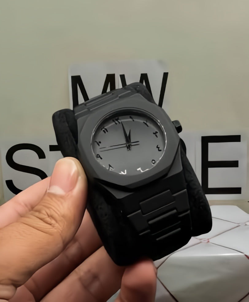 Black Arabic Aura Wrist Watch – Lightweight Fiber Plastic Trendy Timepiece
