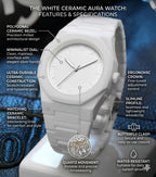 White Aura Premium Wrist Watch – Lightweight Fashion Watch with Butterfly Lock.