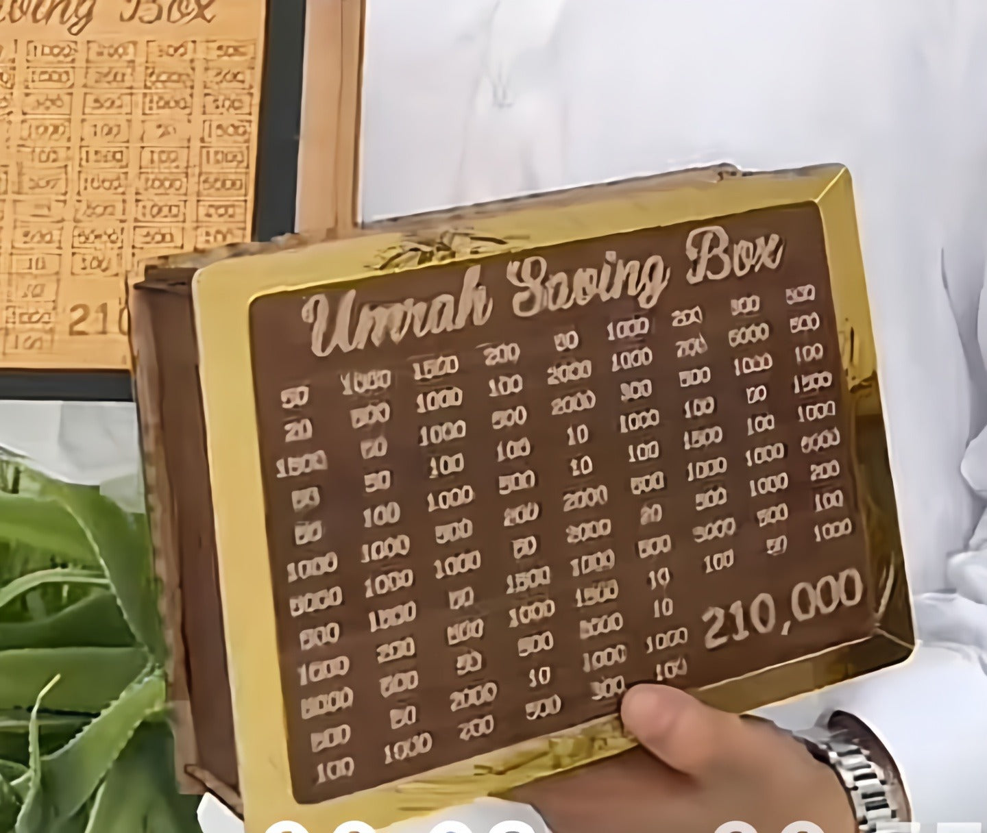 Wooden Umrah & Hajj Target Savings Box – 280 Days Daily Islamic Pilgrimage Money Box