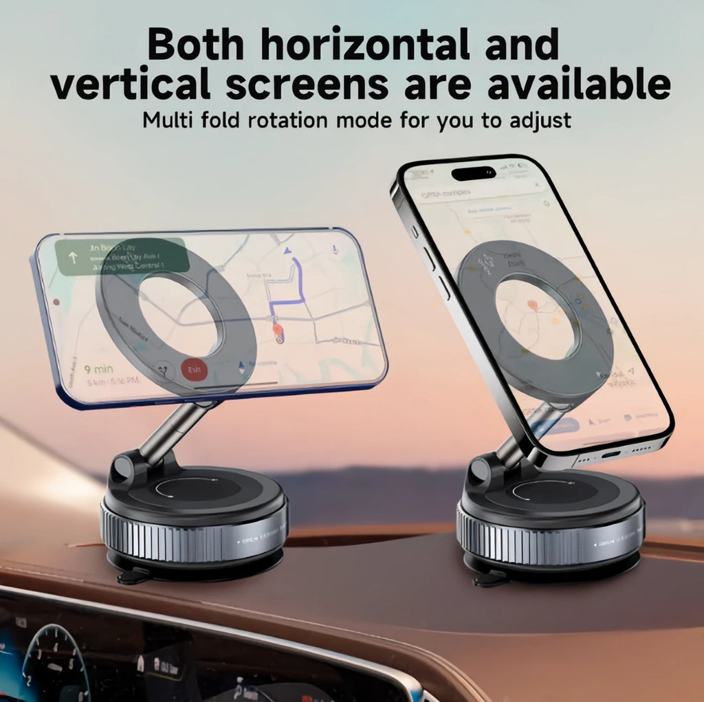 K007 Vacuum Suction Magnetic Car Phone Holder – 360° AR Swivel Dashboard Mount