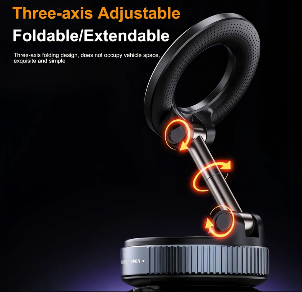 K007 Vacuum Suction Magnetic Car Phone Holder – 360° AR Swivel Dashboard Mount
