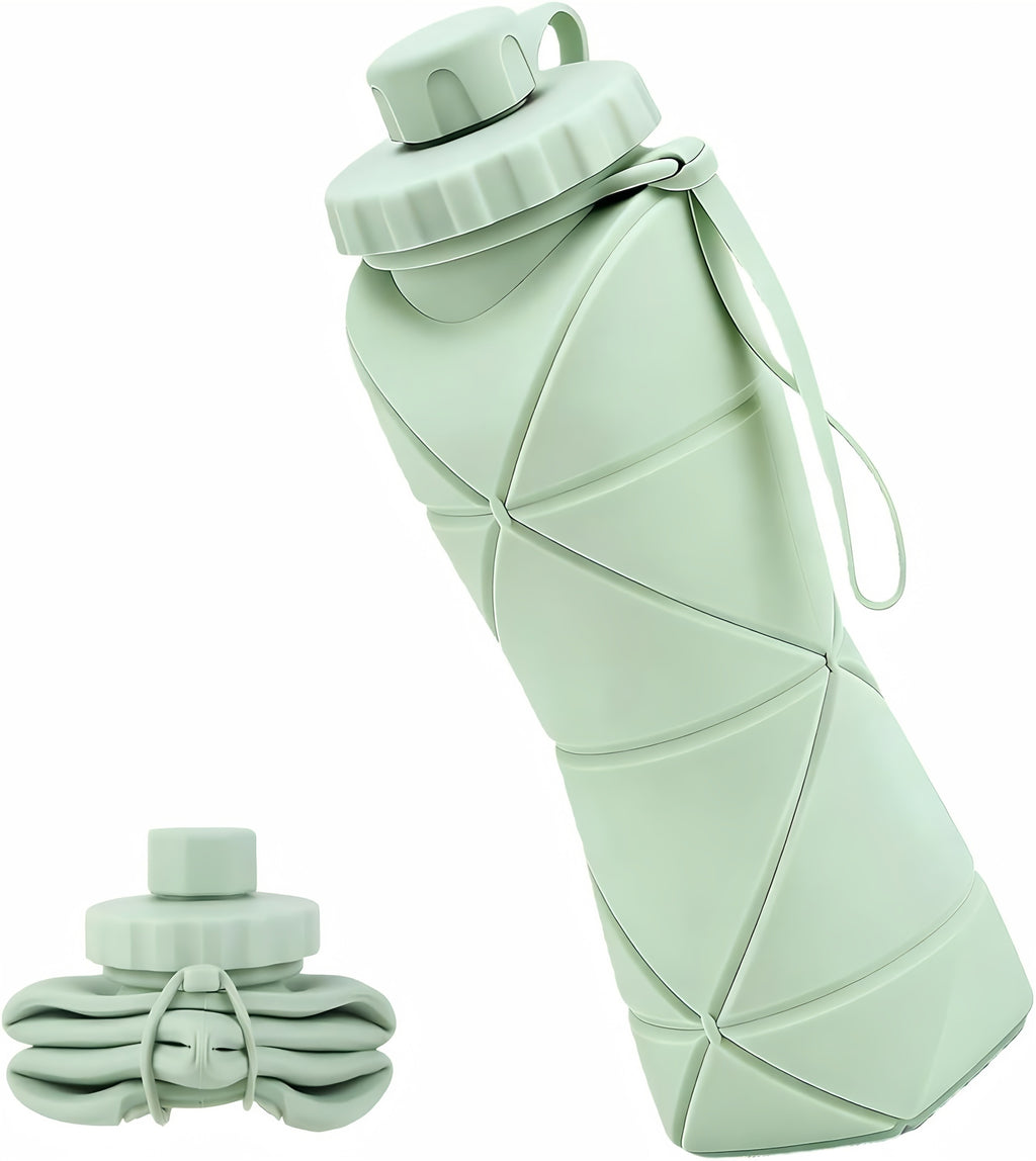 Collapsible Silicone Foldable Sports Water Bottle – 600ml Leakproof Outdoor Travel Bottle
