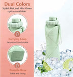 Collapsible Silicone Foldable Sports Water Bottle – 600ml Leakproof Outdoor Travel Bottle