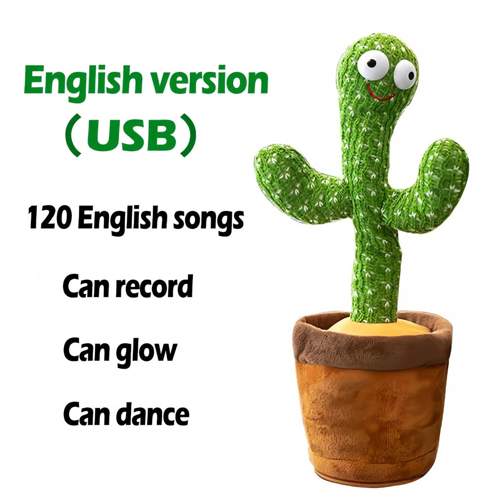 USB Charging Dancing & Talking Cactus Plush Toy – Mimic Vocal Recording Interactive Toy