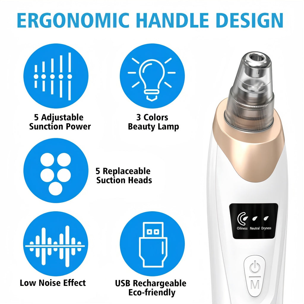 Upgraded Blackhead Remover Vacuum – Facial Pore Cleaner & Whitehead Extractor Tool
