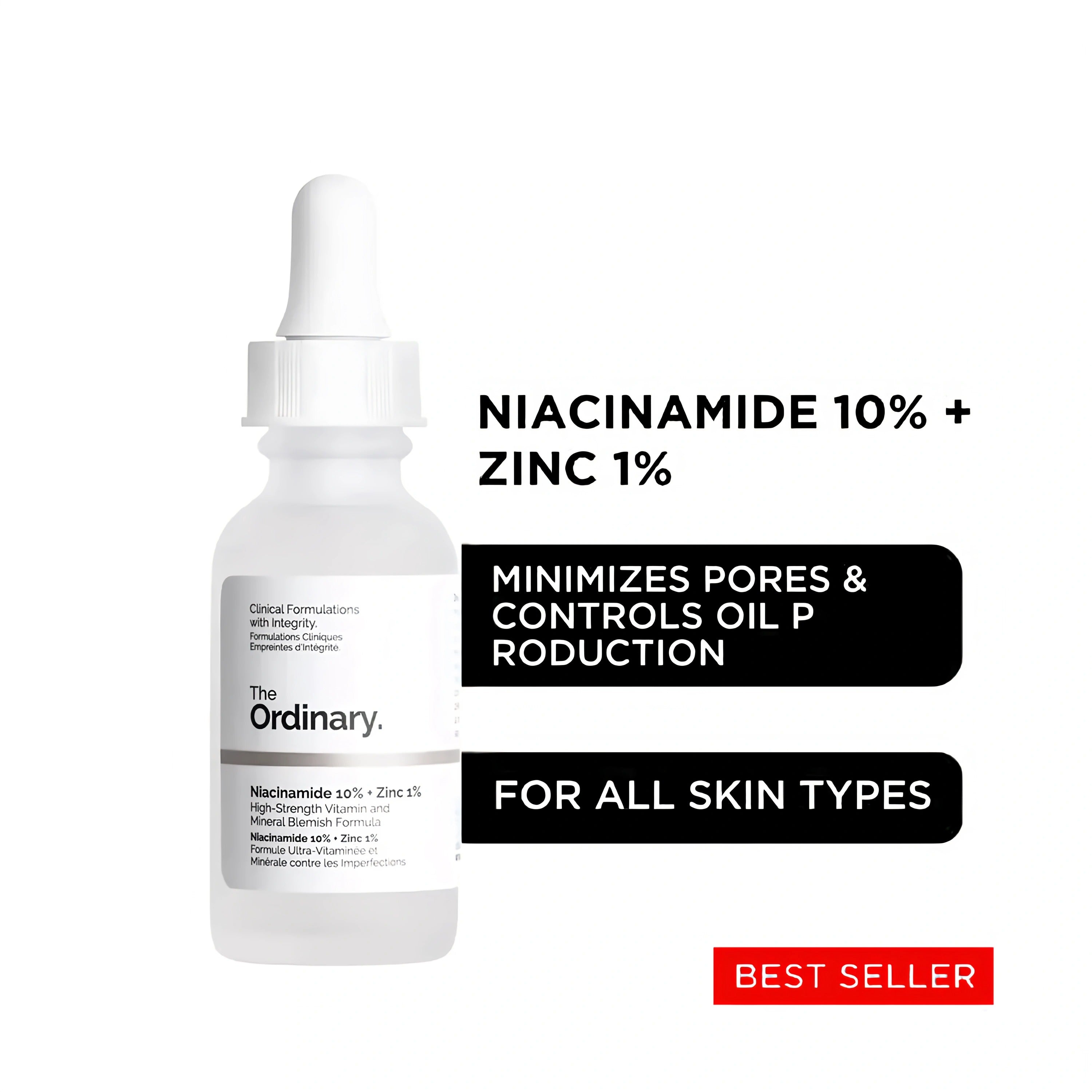 The Ordinary Niacinamide 10% + Zinc 1% Serum – Oil Control & Pore Refining Formula (30ml)