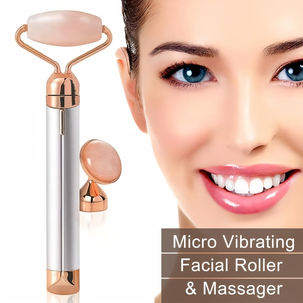 2-in-1 Electric Facial Roller Massager & Sonic Contour Beauty Bar Set