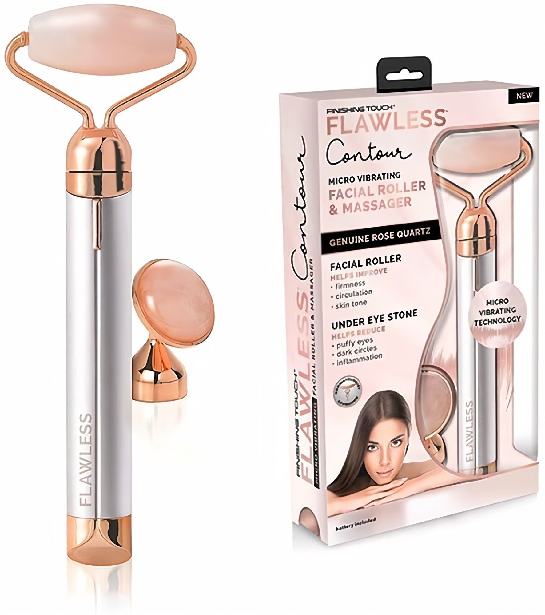 2-in-1 Electric Facial Roller Massager & Sonic Contour Beauty Bar Set