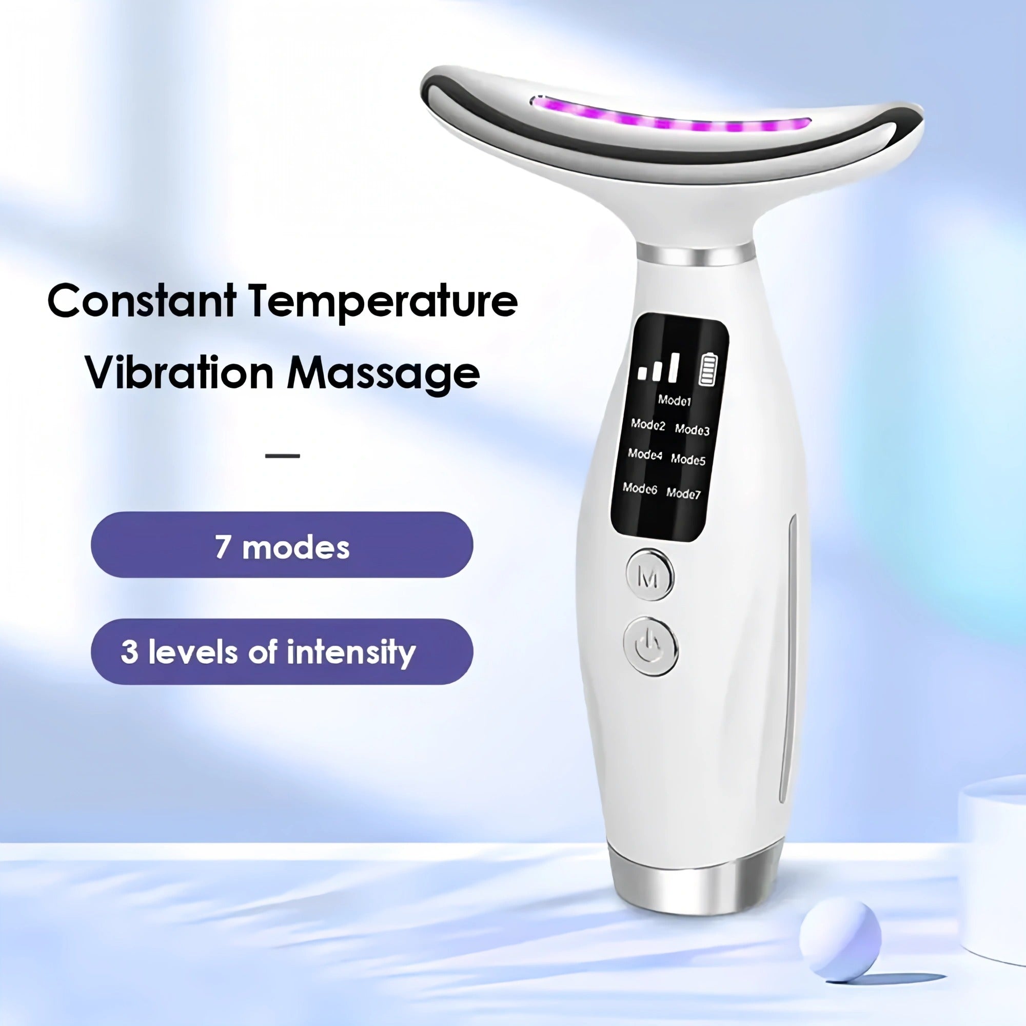 7 Colors LED Photon Face & Neck Beauty Device – Anti-Wrinkle Sonic Lifting Machine