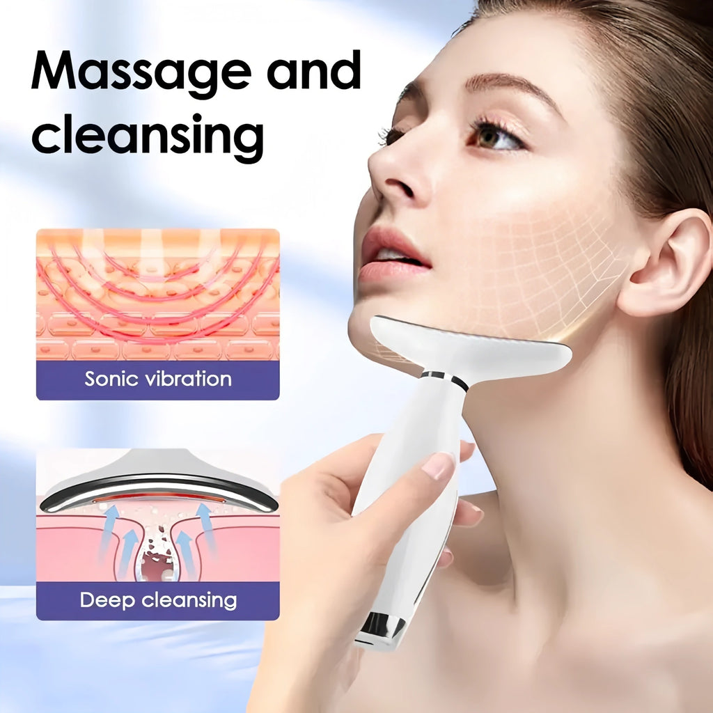 7 Colors LED Photon Face & Neck Beauty Device – Anti-Wrinkle Sonic Lifting Machine