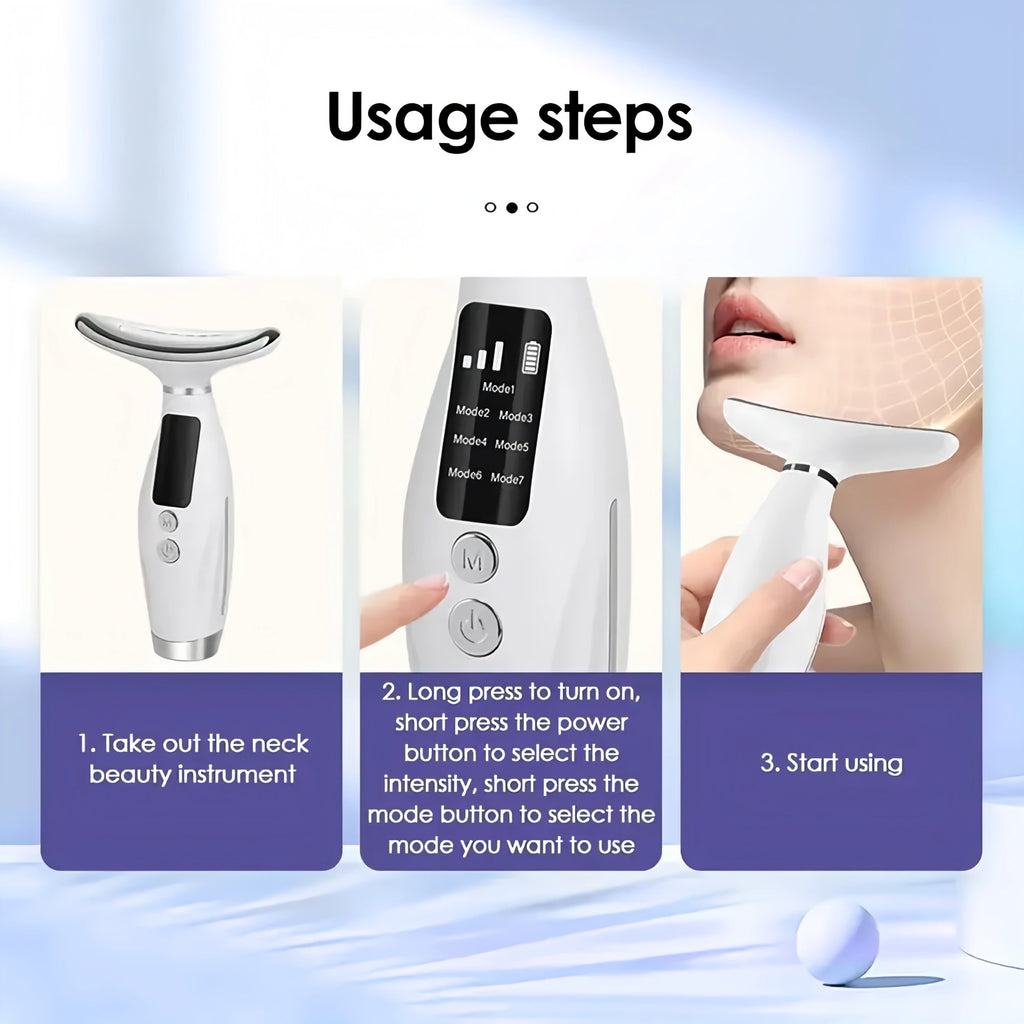 7 Colors LED Photon Face & Neck Beauty Device – Anti-Wrinkle Sonic Lifting Machine