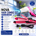 Ultimate Hair Styling Salon Combo – High-Speed Hair Dryer + 2-in-1 Straightener & Curler