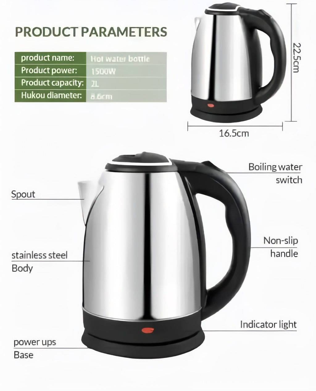 Premium Polished Electric Kettle – Rapid Boil Automatic Turn-Off Technology