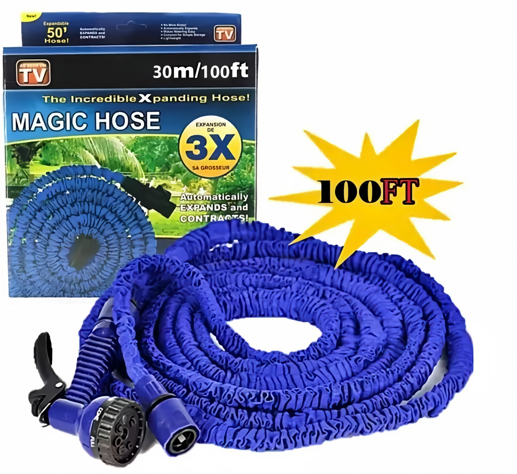 100ft Expandable Garden Magic Hose Pipe – Flexible Water Hose with Multi-Spray Nozzle