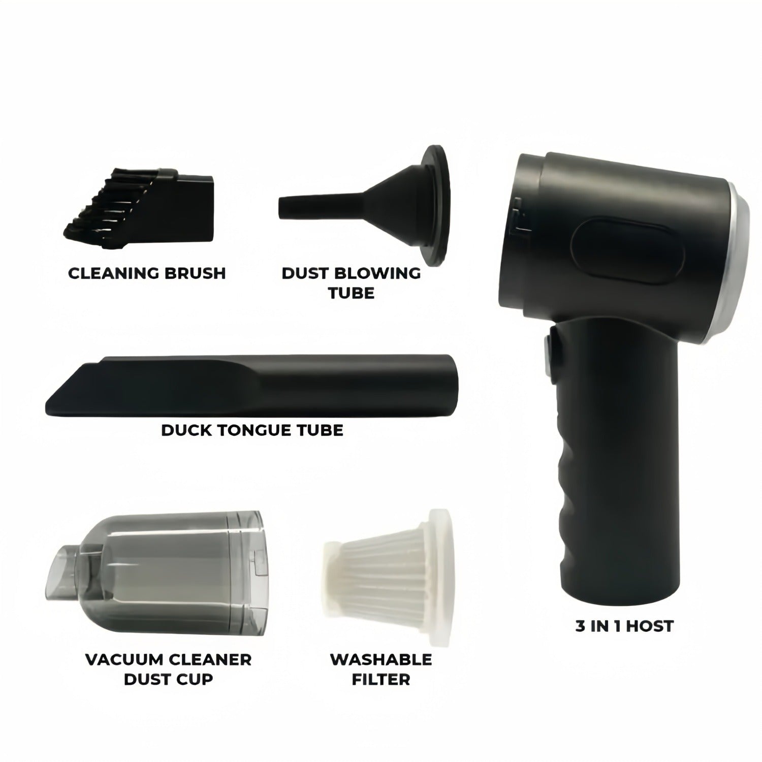 3-in-1 Portable Car Vacuum Cleaner – High Suction Wireless Handheld Cleaner