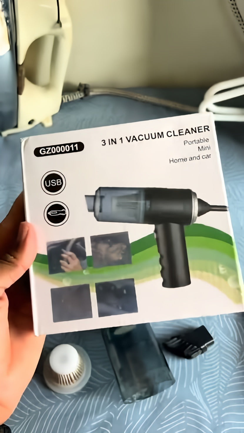 3-in-1 Portable Car Vacuum Cleaner – High Suction Wireless Handheld Cleaner