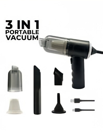 3-in-1 Portable Car Vacuum Cleaner – High Suction Wireless Handheld Cleaner