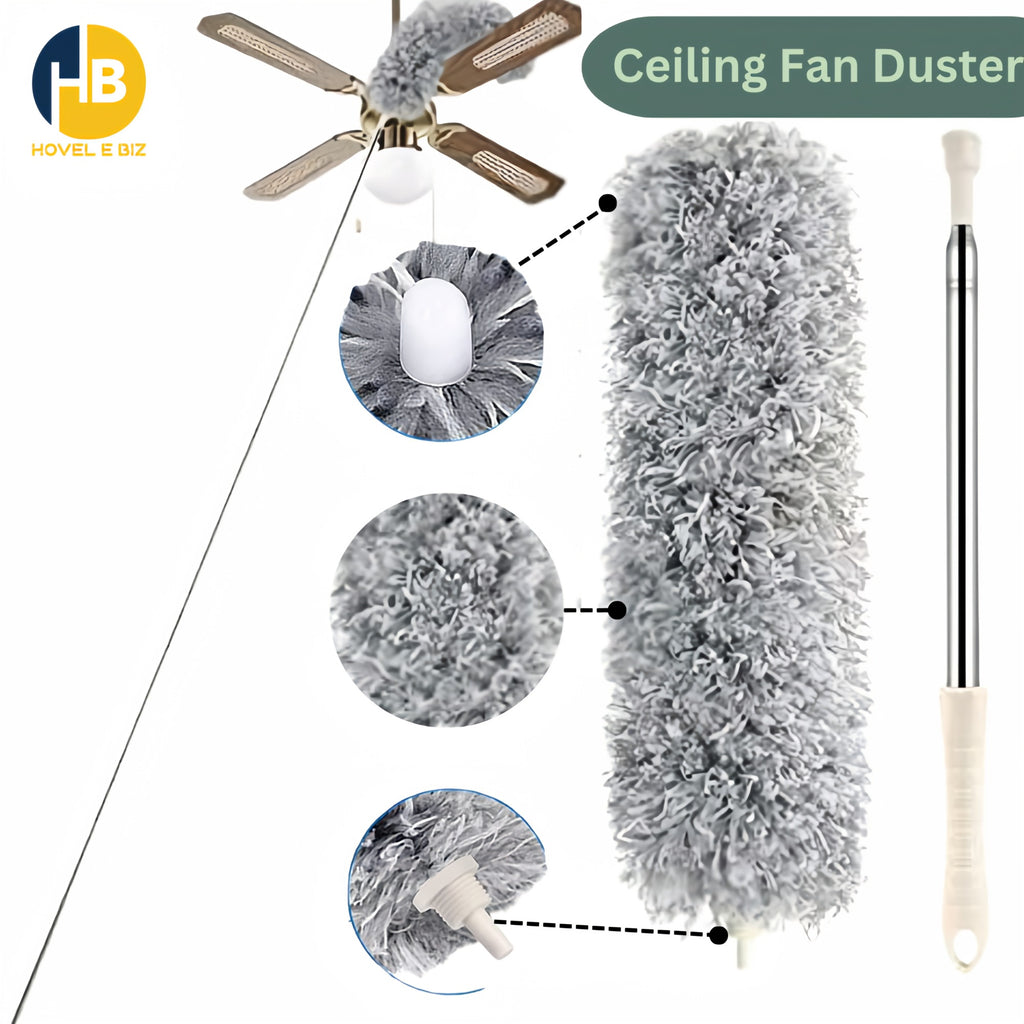 100-Inch Extendable Microfiber Duster – Long Stainless Steel Pole High-Ceiling Mop