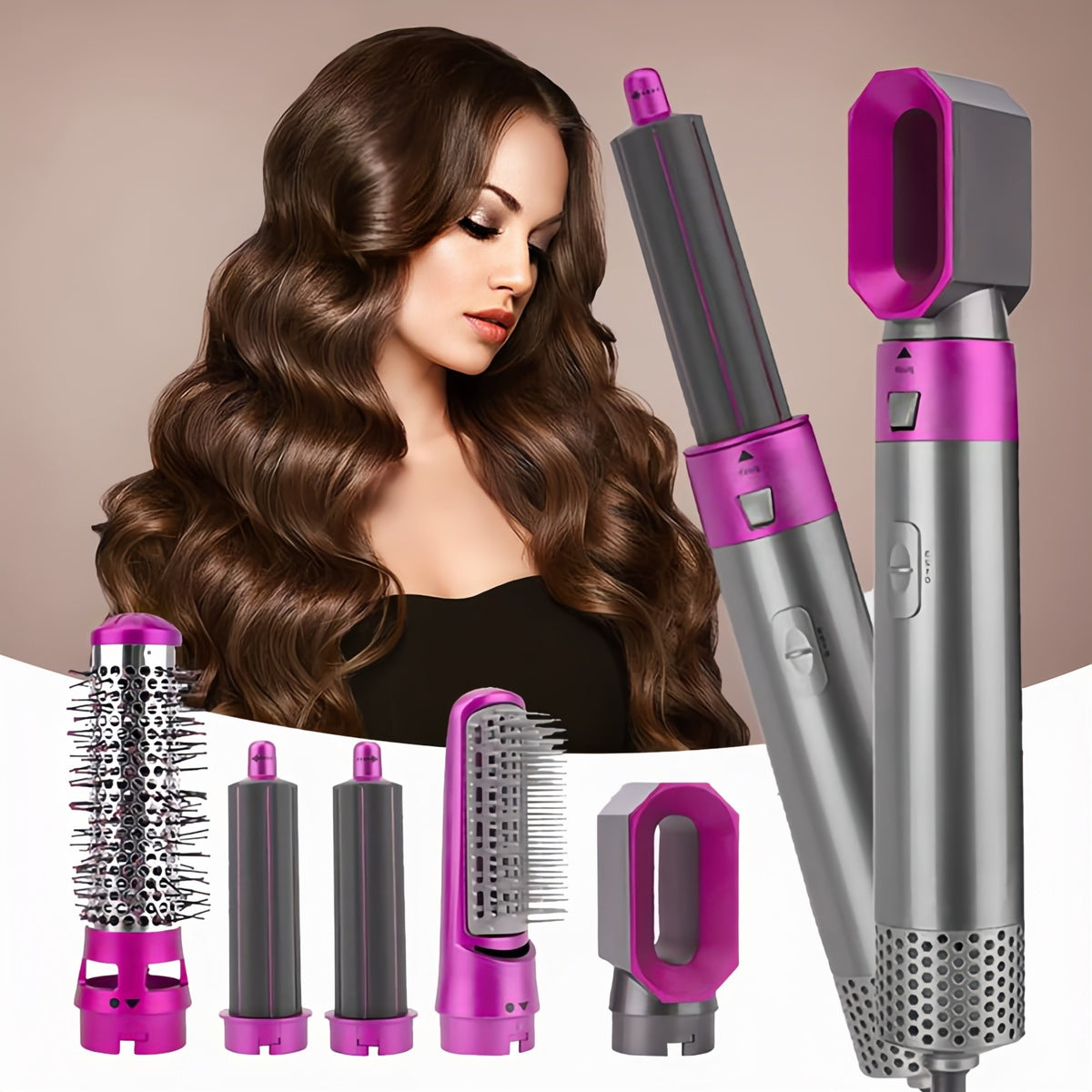 5-in-1 Electric Blow Dryer & Hair Curling Kit – Multi-Head Ceramic Comb Styler