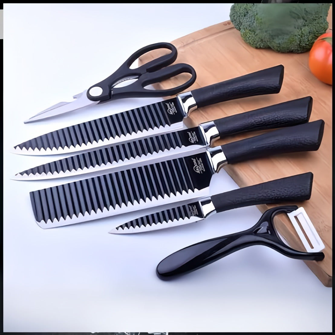 6-Piece Non-Stick Professional Chef Knife Set – Super Sharp High-Carbon Culinary Set