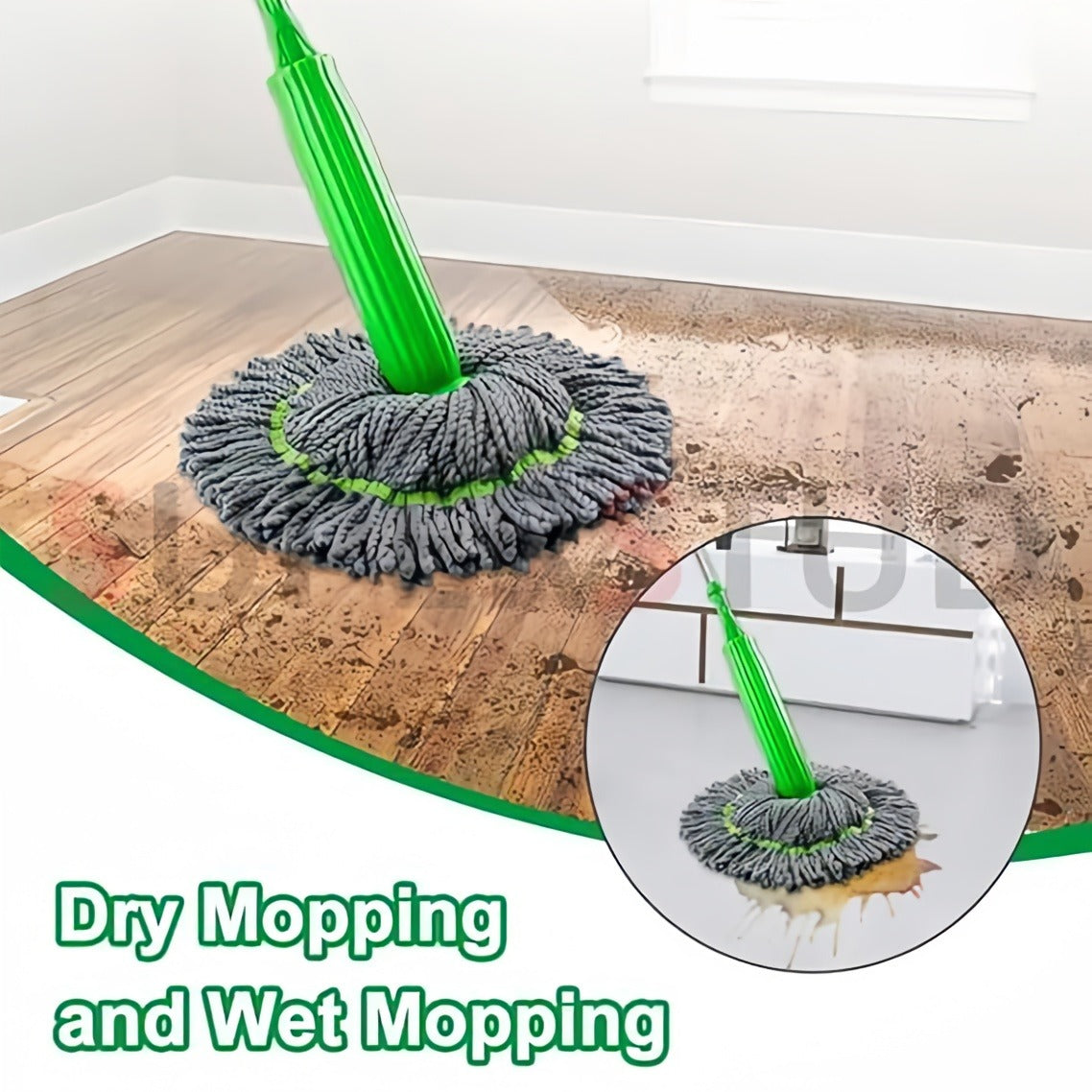 Green Twist 2-in-1 Dehydrated Floor Mop – Wet & Dry Microfiber Cleaning Mop