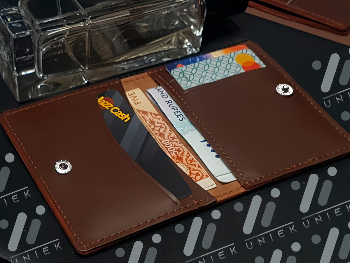 Premium Textured Leather Card Holder Wallet – Sleek Minimalist Pocket Organizer