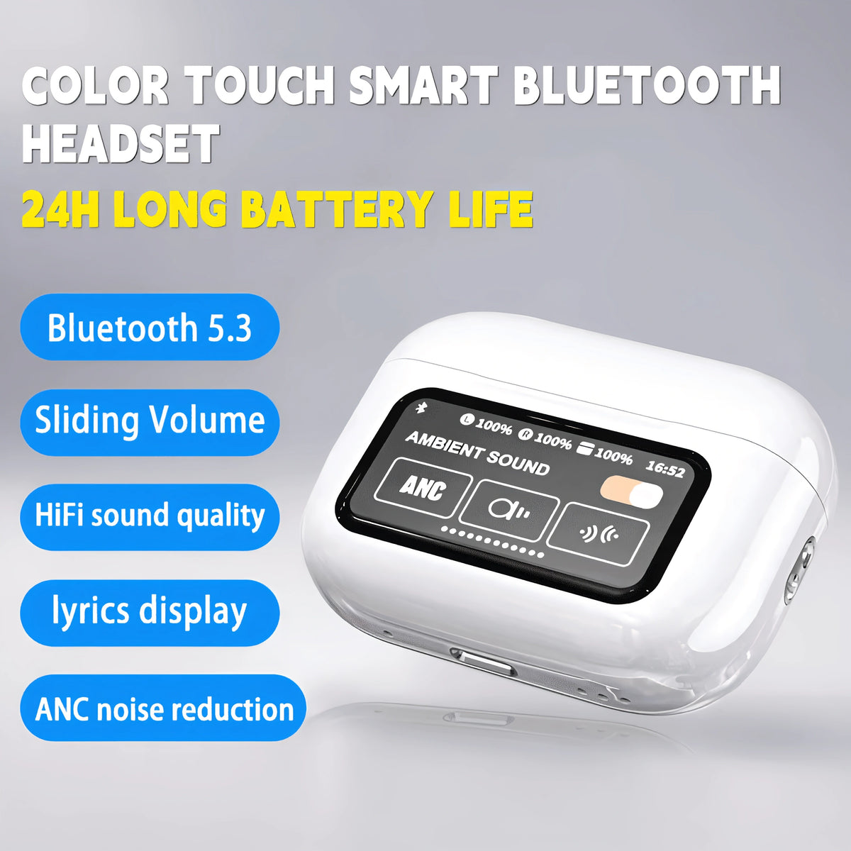 A9 Pro 2 Touchscreen TWS Earbuds – Smart LCD Charging Case Bluetooth 5.3 Headset