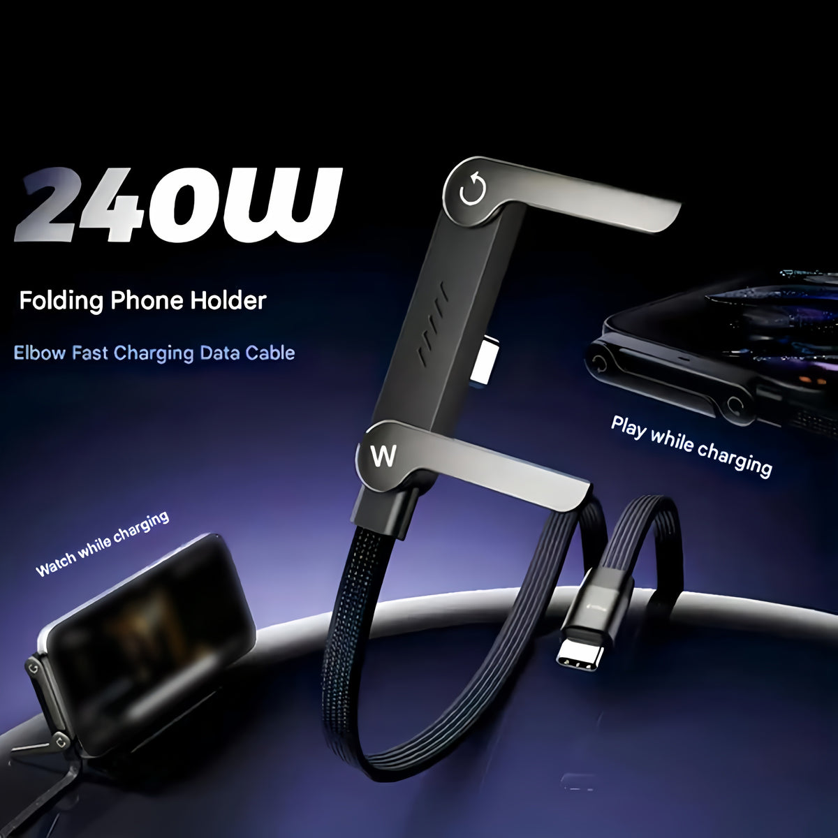2-in-1 Type-C Fast Charging Cable – Dual Multi-Head Braided USB Power Cord