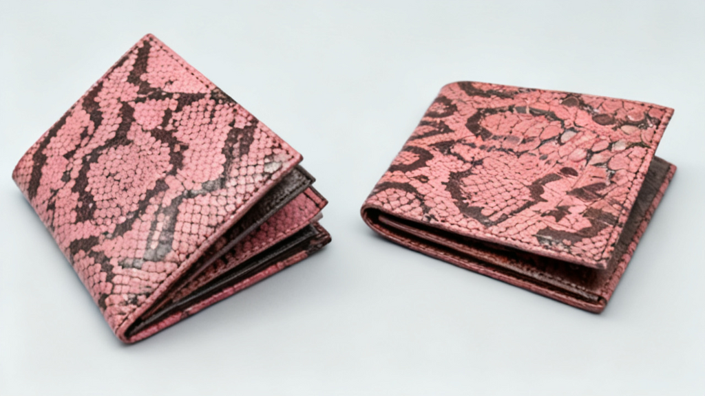 Men's Slim Leather Wallet – Textured Exotic Snake Pattern Pocket Organizer
