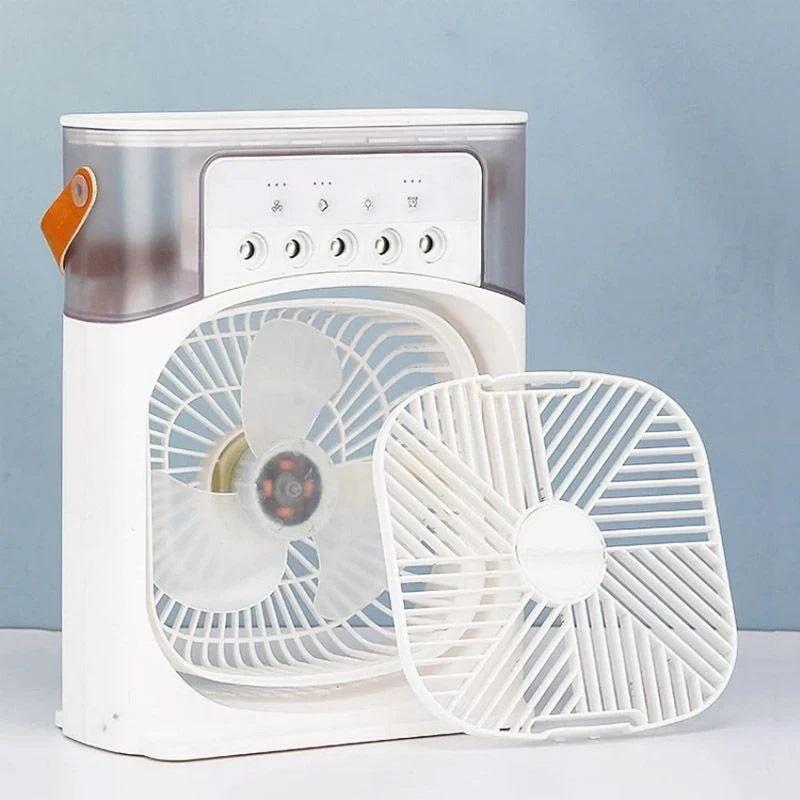 5-Nozzle Spray Portable Desktop Air Cooler Fan – 3-in-1 Humidifier & LED Ambient Light