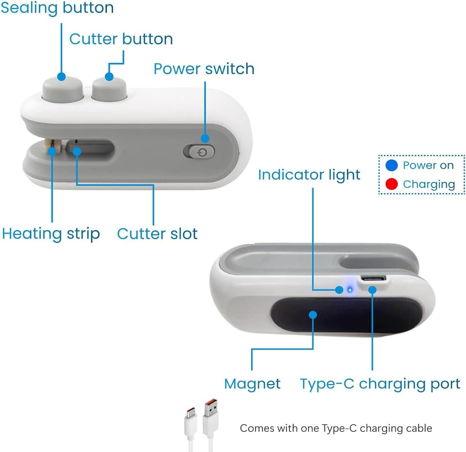Mini Rechargeable Food Bag Sealer – Portable Heat Plastic Package Sealing Machine