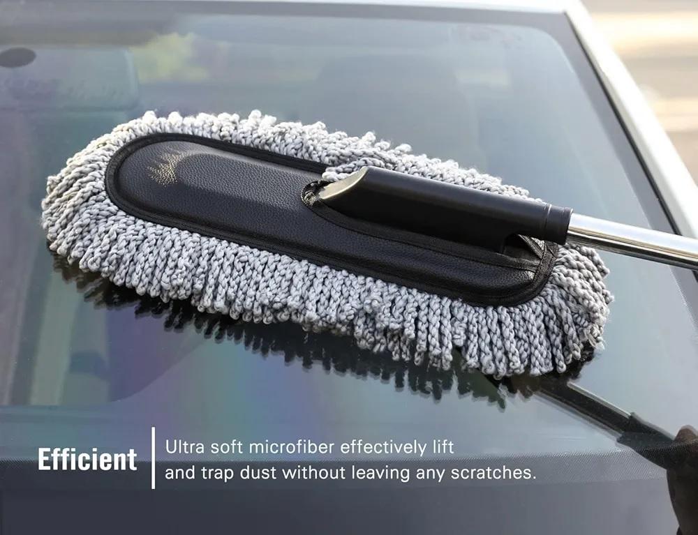 Telescopic Microfiber Car Duster Brush – Extendable Handle Scratch-Free Cleaning Mop