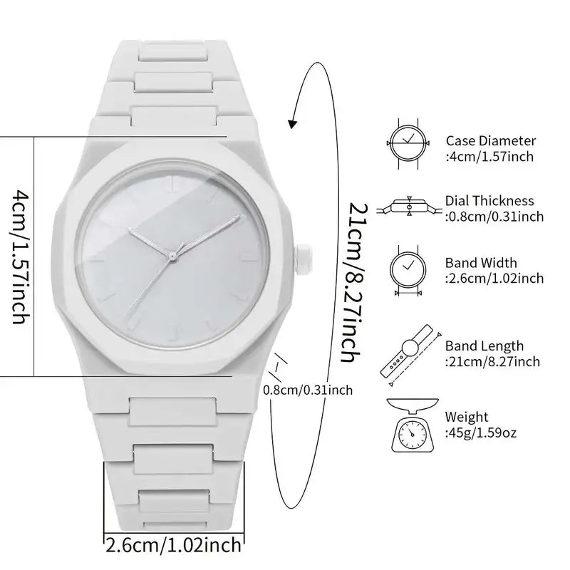 White Aura Premium Wrist Watch – Lightweight Fashion Watch with Butterfly Lock