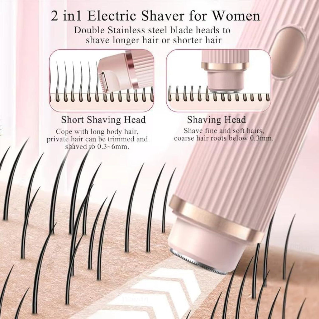 2-in-1 Dual Head Electric Lady Shaver & Bikini Trimmer – Painless Wet & Dry Hair Removal