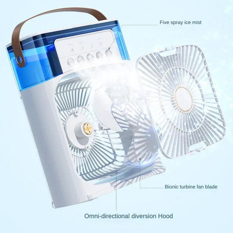 5-Nozzle Spray Portable Desktop Air Cooler Fan – 3-in-1 Humidifier & LED Ambient Light