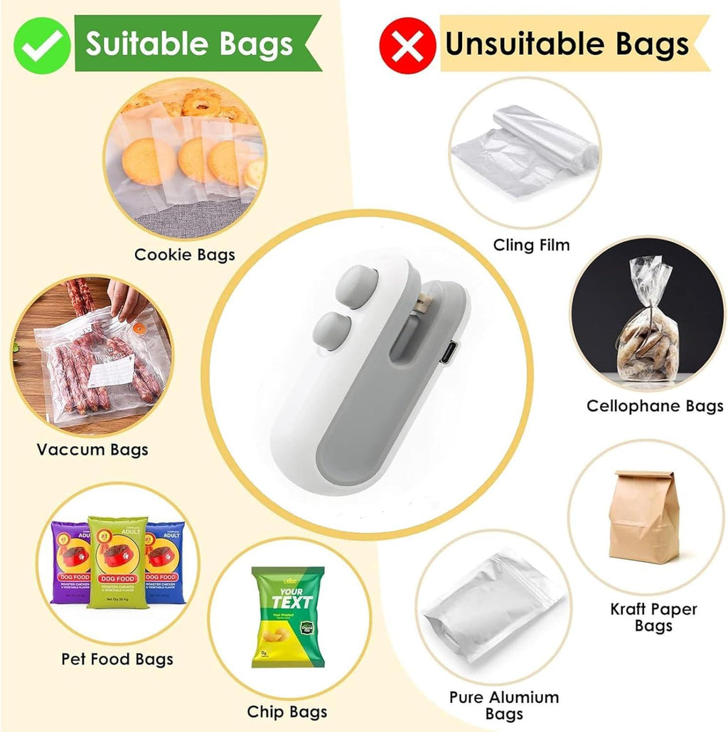 Mini Rechargeable Food Bag Sealer – Portable Heat Plastic Package Sealing Machine