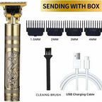 Professional T9 Metal Body Cordless Hair Clipper & Beard Trimmer Kit
